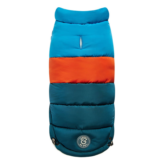 Color Block Dog Puffer Dark Teal Medium (Customer Return)