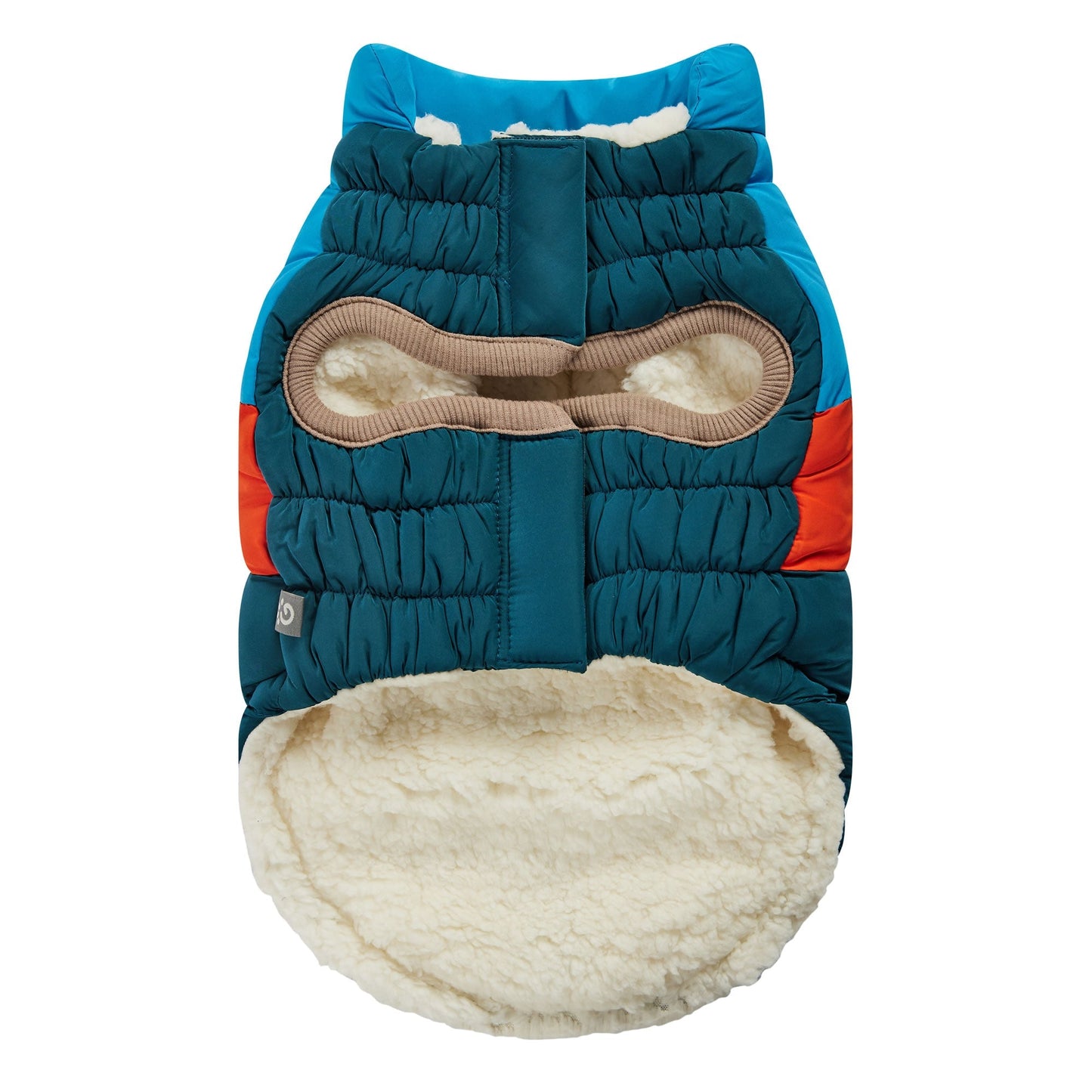 Color Block Dog Puffer Dark Teal Medium (Customer Return)