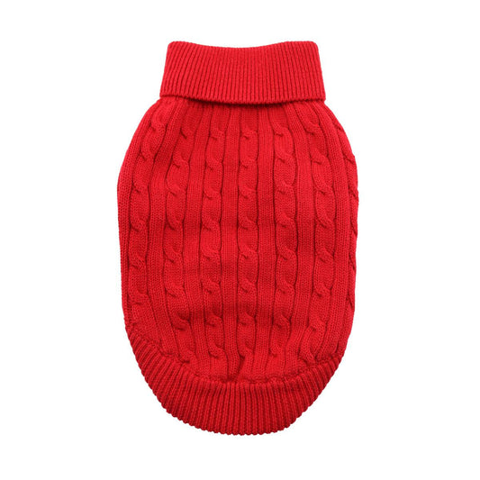 Cable Knit Dog Sweater - Red (Customer Return) XX-Small