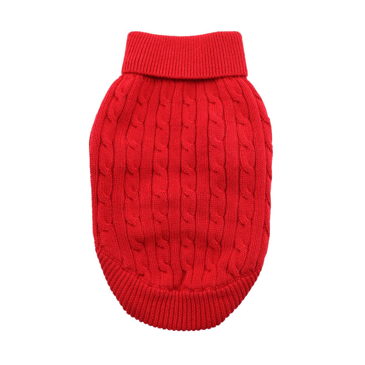 Cable Knit Dog Sweater - Red (Customer Return) X-Large